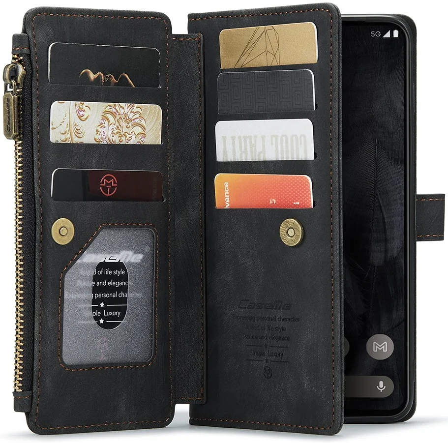 CaseMe C30 Google Pixel 8 Pro Hoesje Pasjeshouder Book Case Zwart afbeelding 1