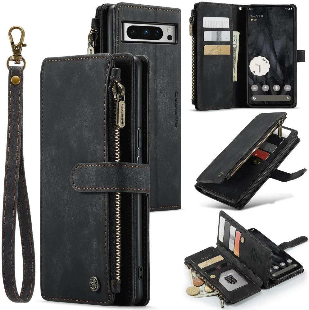 CaseMe C30 Google Pixel 8 Pro Hoesje Pasjeshouder Book Case Zwart afbeelding 15