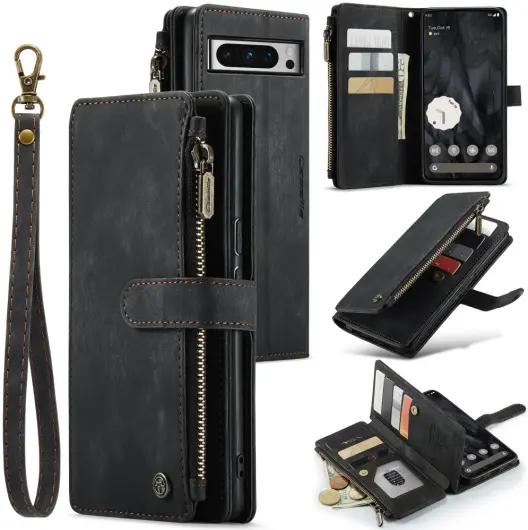 CaseMe C30 Google Pixel 8 Pro Hoesje Pasjeshouder Book Case Zwart afbeelding 15