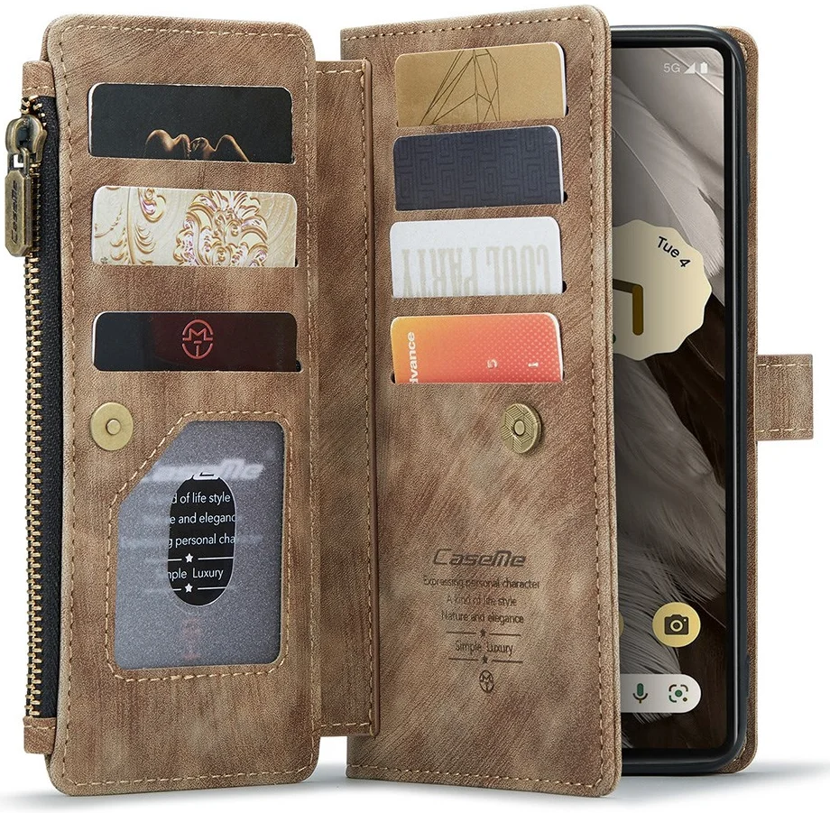 CaseMe C30 Google Pixel 7a Hoesje Pasjeshouder Book Case Bruin afbeelding 1