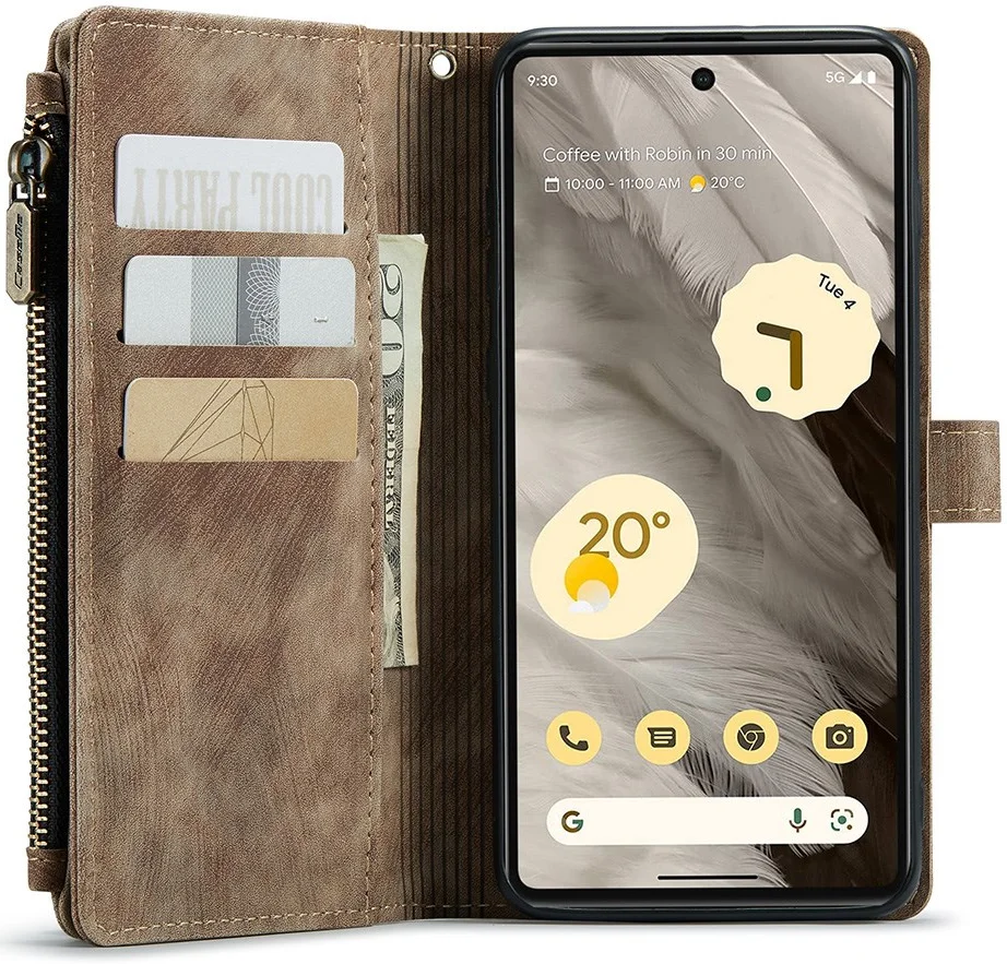 CaseMe C30 Google Pixel 7a Hoesje Pasjeshouder Book Case Bruin afbeelding 2