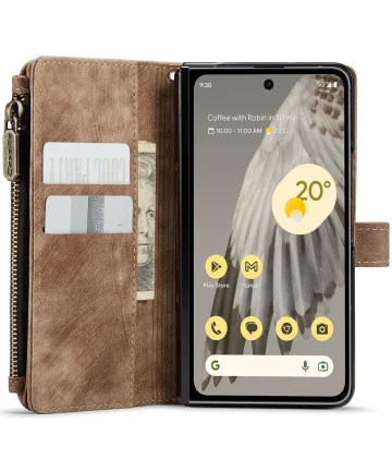 CaseMe C30 Google Pixel Fold Hoesje Pasjeshouder Book Case Bruin Hoesjes