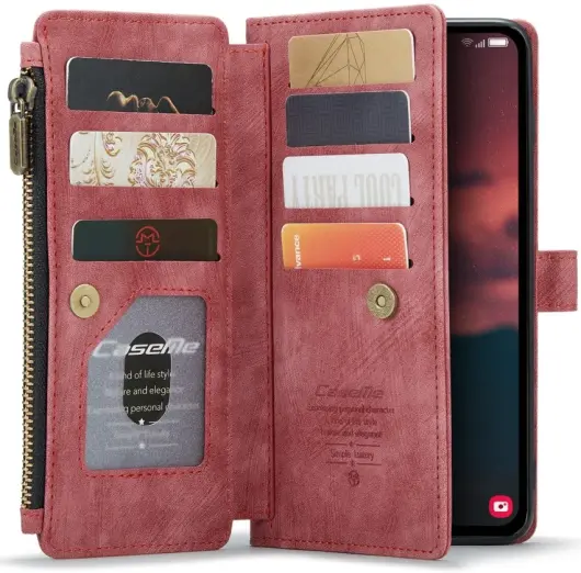 CaseMe C30 Samsung Galaxy A14 5G Hoesje Pasjeshouder Book Case Rood afbeelding 1