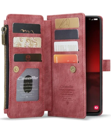 CaseMe C30 Samsung Galaxy S23 Hoesje Pasjeshouder Book Case Rood Hoesjes