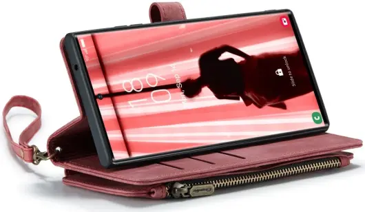 CaseMe C30 Samsung S23 Ultra Hoesje Pasjeshouder Book Case Rood afbeelding 14