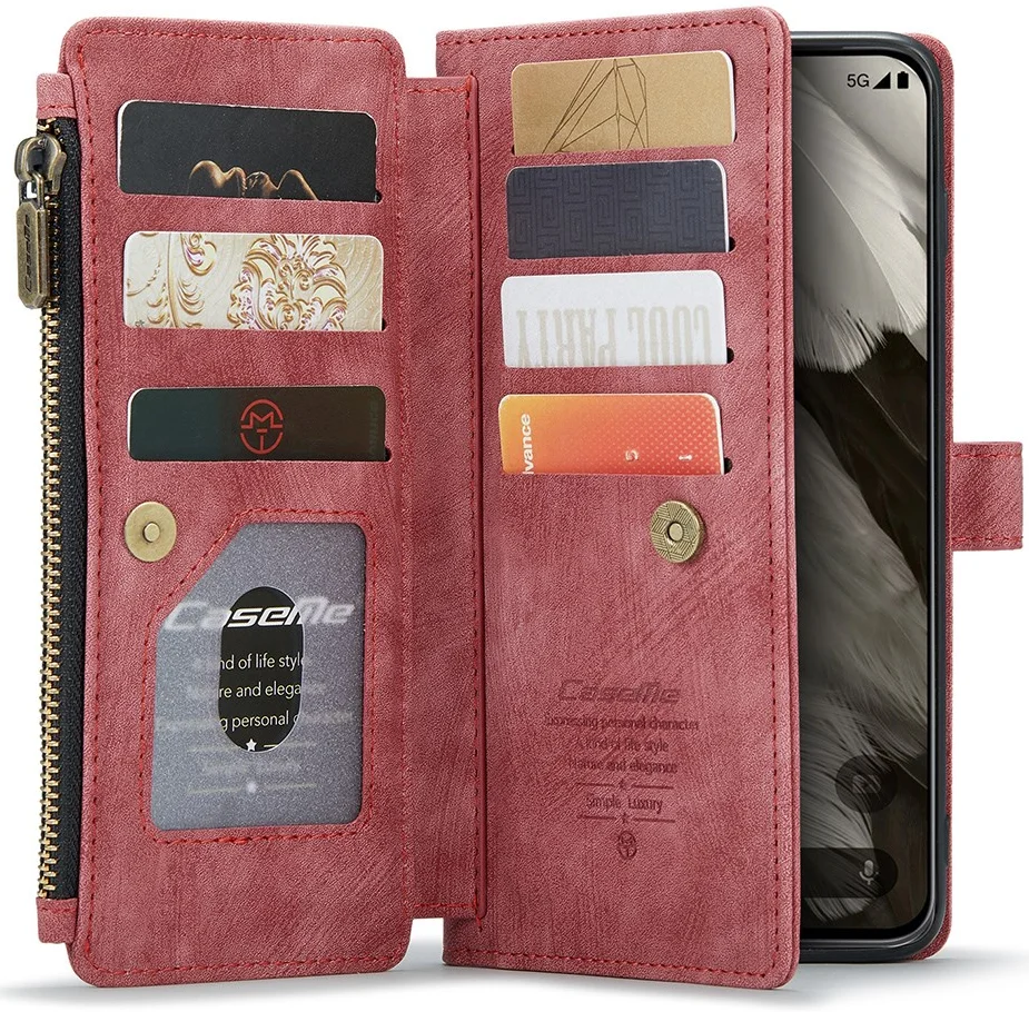 CaseMe C30 Google Pixel 8 Hoesje Pasjeshouder Book Case Rood afbeelding 1