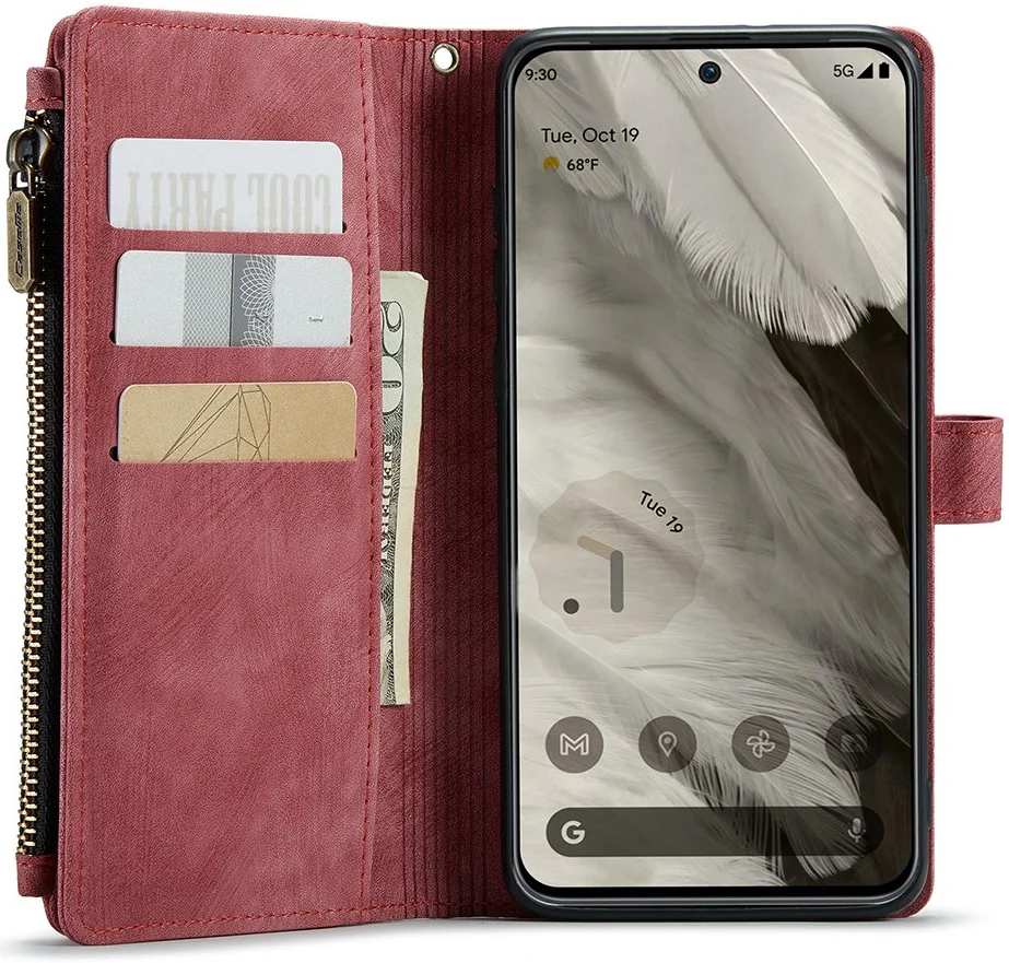 CaseMe C30 Google Pixel 8 Hoesje Pasjeshouder Book Case Rood afbeelding 2