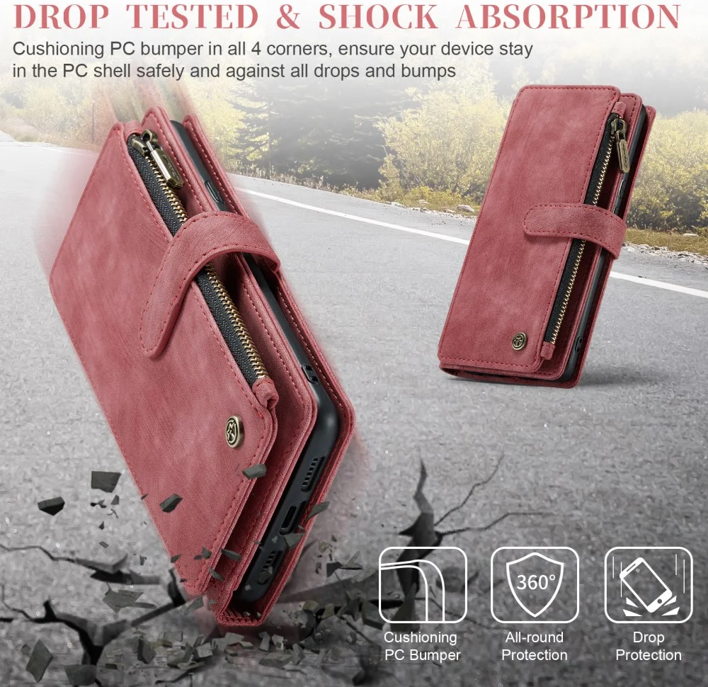 CaseMe C30 Google Pixel 8 Hoesje Pasjeshouder Book Case Rood afbeelding 5