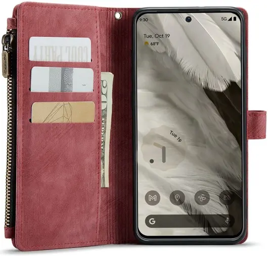 CaseMe C30 Google Pixel 8 Hoesje Pasjeshouder Book Case Rood afbeelding 2