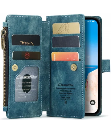 CaseMe C30 Apple iPhone 14 Hoesje Pasjeshouder Book Case Blauw Hoesjes