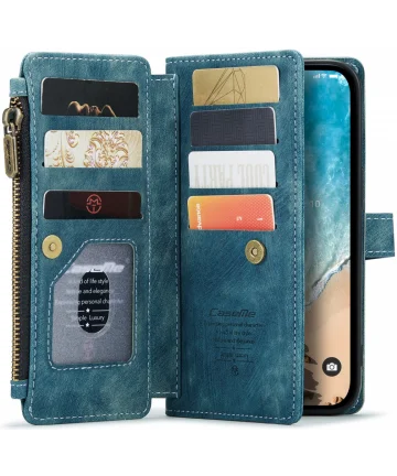 CaseMe C30 Apple iPhone 14 Pro Hoesje Pasjeshouder Book Case Blauw Hoesjes