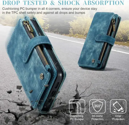 CaseMe C30 Apple iPhone 15 Hoesje Pasjeshouder Book Case Blauw afbeelding 3