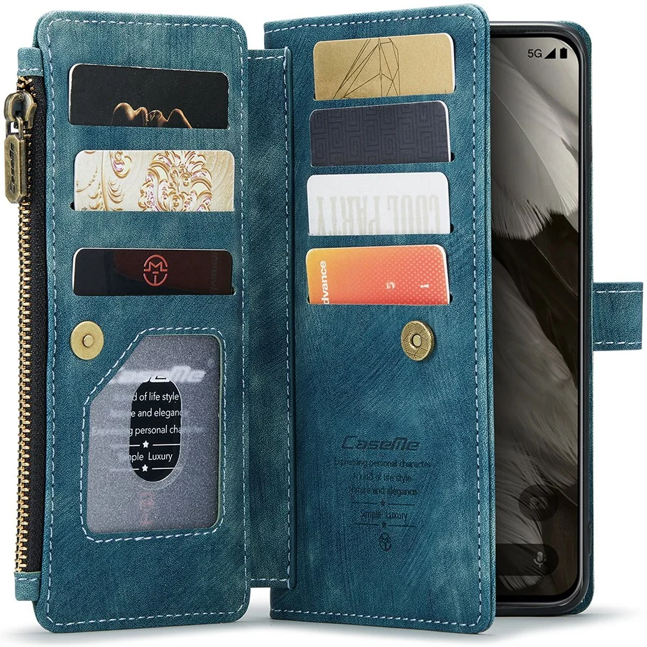 CaseMe C30 Google Pixel 8 Hoesje Pasjeshouder Book Case Blauw afbeelding 1