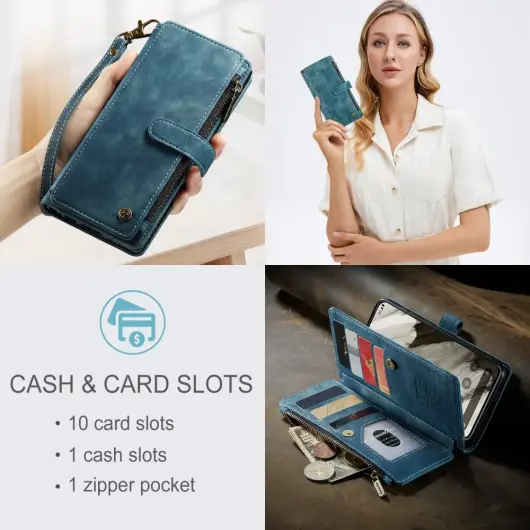 CaseMe C30 Google Pixel 8 Hoesje Pasjeshouder Book Case Blauw afbeelding 8