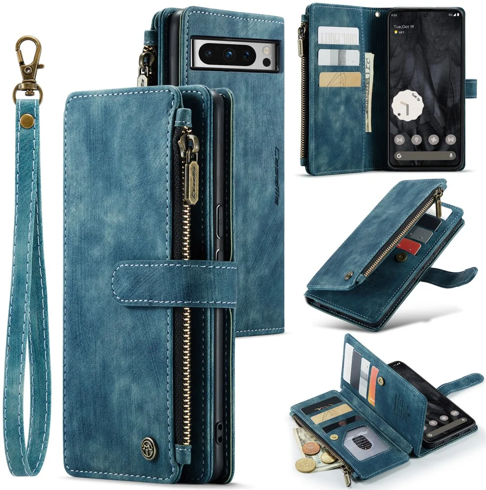CaseMe C30 Google Pixel 8 Pro Hoesje Pasjeshouder Book Case Blauw afbeelding 15