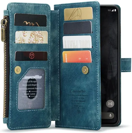 CaseMe C30 Google Pixel 8 Pro Hoesje Pasjeshouder Book Case Blauw afbeelding 1
