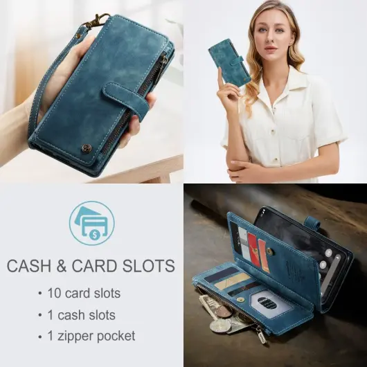 CaseMe C30 Google Pixel 8 Pro Hoesje Pasjeshouder Book Case Blauw afbeelding 8