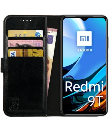 Rosso Element Xiaomi Redmi 9T Hoesje Book Case Wallet Zwart Hoesjes