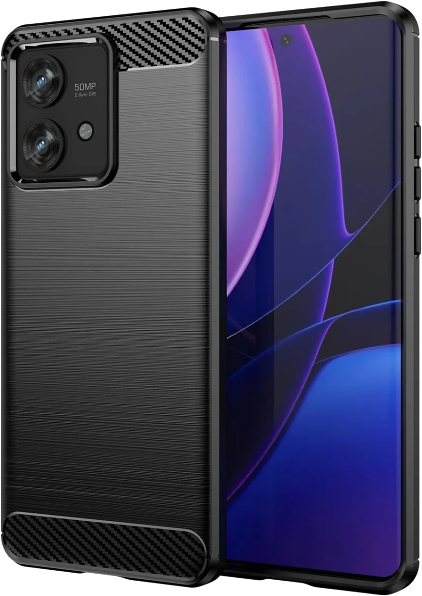 Motorola Edge 40 Neo Hoesje Geborsteld TPU Flexibele Back Cover Zwart afbeelding 1