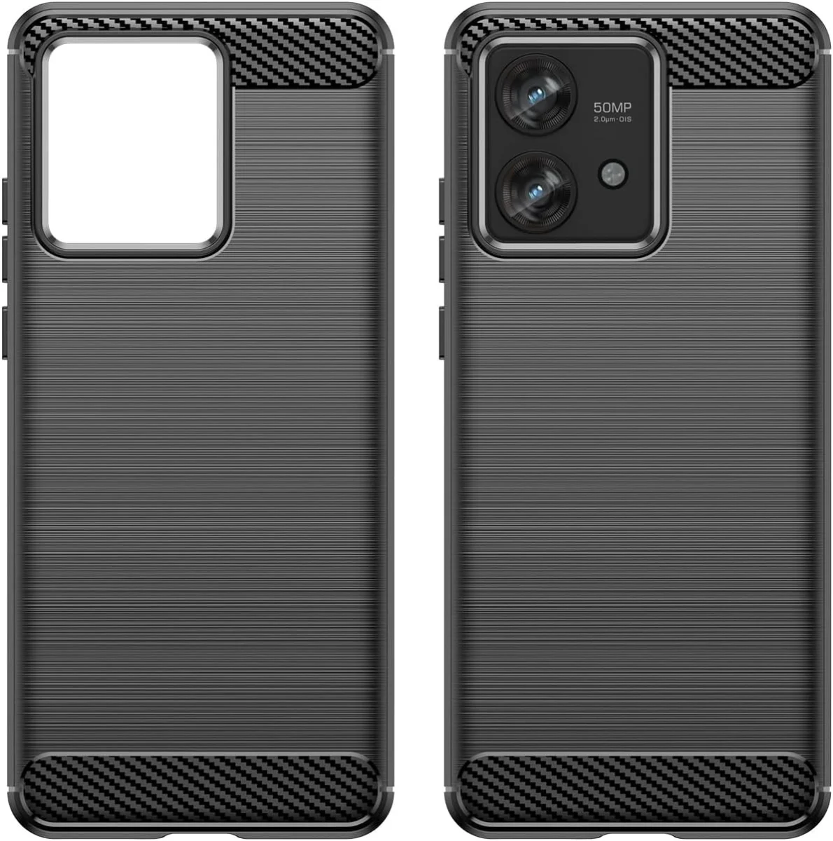 Motorola Edge 40 Neo Hoesje Geborsteld TPU Flexibele Back Cover Zwart afbeelding 2