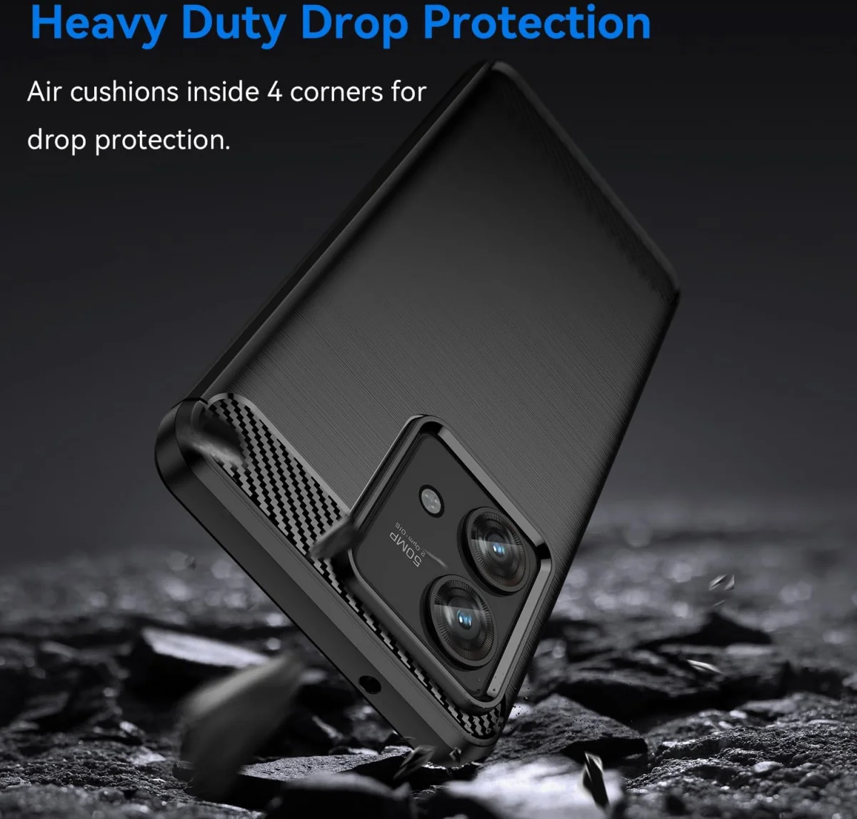 Motorola Edge 40 Neo Hoesje Geborsteld TPU Flexibele Back Cover Zwart afbeelding 4