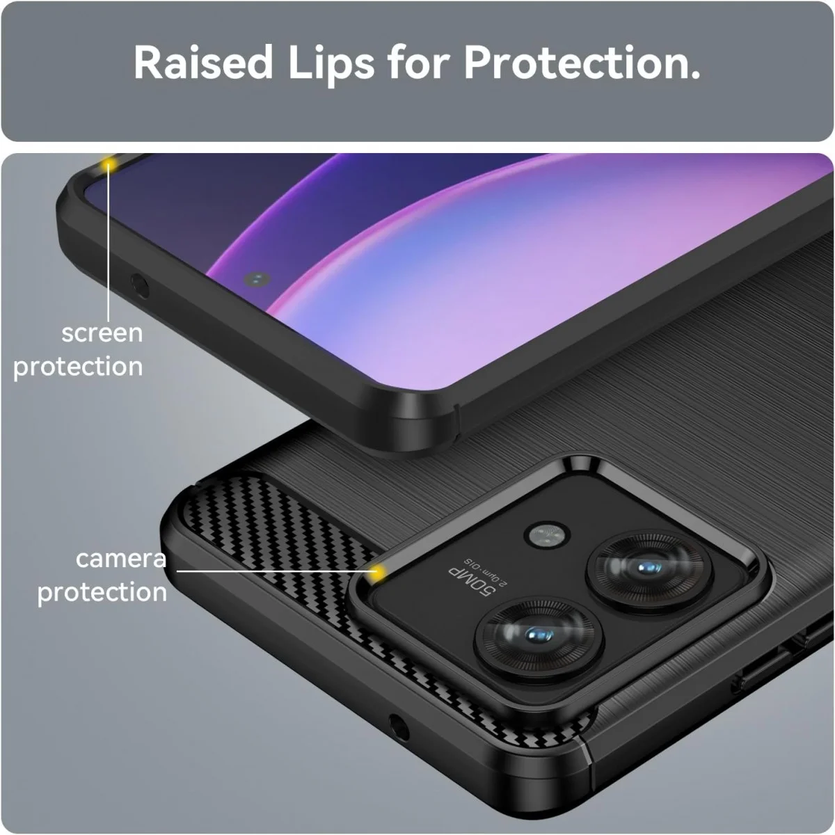 Motorola Edge 40 Neo Hoesje Geborsteld TPU Flexibele Back Cover Zwart afbeelding 7