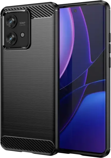 Motorola Edge 40 Neo Hoesje Geborsteld TPU Flexibele Back Cover Zwart afbeelding 1
