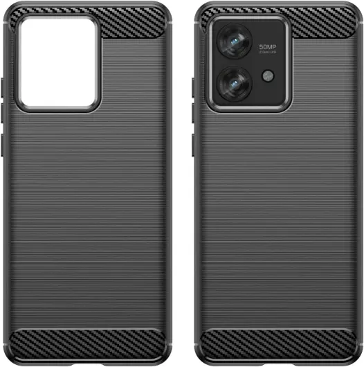 Motorola Edge 40 Neo Hoesje Geborsteld TPU Flexibele Back Cover Zwart afbeelding 2
