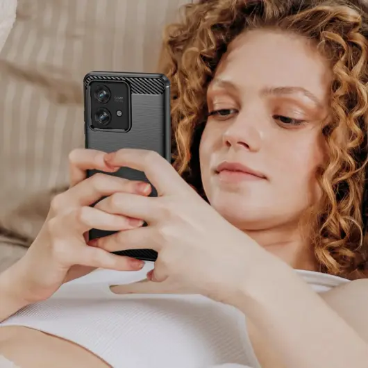 Motorola Edge 40 Neo Hoesje Geborsteld TPU Flexibele Back Cover Zwart afbeelding 8