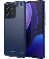 Motorola Edge 40 Neo Hoesje Geborsteld TPU Flexibele Back Cover Blauw