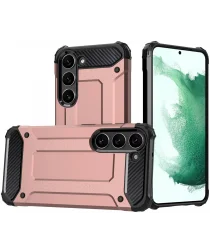 Samsung Galaxy S23 FE Hoesje Shock Proof Hybride Back Cover Roze Goud