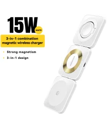 Essager 3-in-1 Opvouwbare Draadloze Lader iPhone/AirPods/Watch Wit