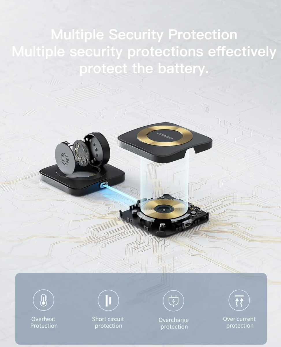 Essager 15W Opvouwbare MagSafe Lader iPhone en Apple Watch Zwart afbeelding 8