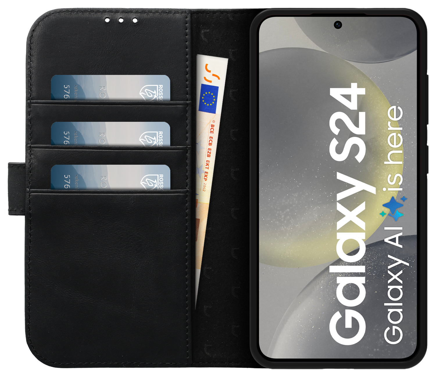 Rosso Elite Samsung Galaxy S24 Hoesje MagSafe Leer Zwart afbeelding 2