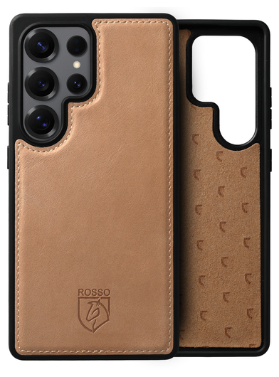 Rosso Elite Samsung Galaxy S24 Ultra Hoesje MagSafe Leer Lichtbruin afbeelding 8