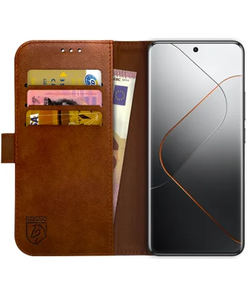 Rosso Element Xiaomi 14 Pro Hoesje Book Case Wallet Bruin Hoesjes