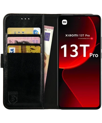 Rosso Element Xiaomi 13T / 13T Pro Hoesje Book Case Wallet Zwart Hoesjes
