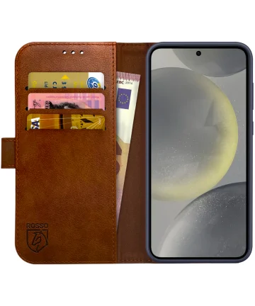 Rosso Element Samsung Galaxy S24 Hoesje Book Case Wallet Bruin Hoesjes