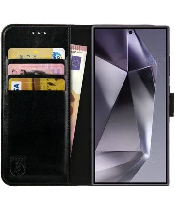 Rosso Element Samsung Galaxy S24 Ultra Hoesje Book Case Wallet Zwart Hoesjes