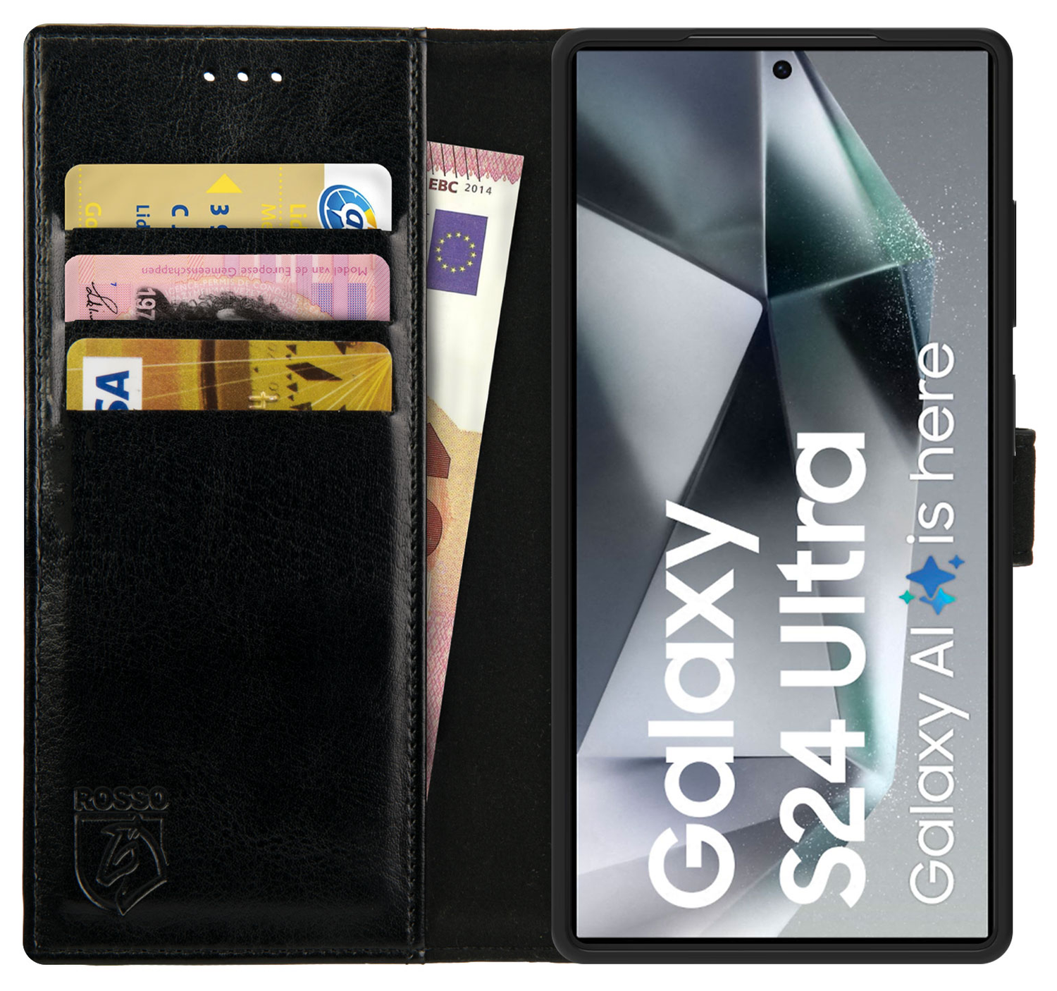 Rosso Element Samsung Galaxy S24 Ultra Hoesje Book Case Wallet Zwart afbeelding 1