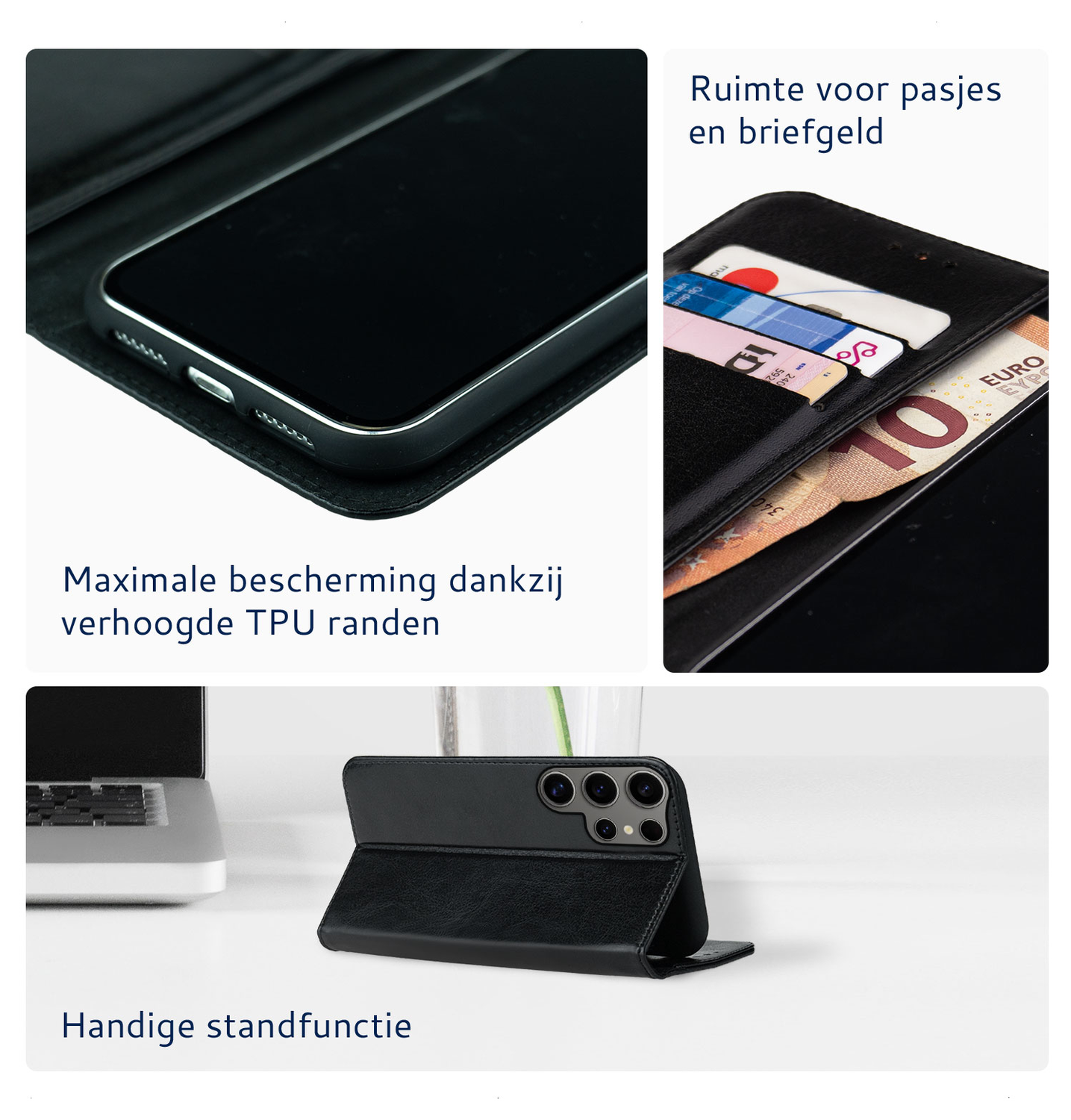 Rosso Element Samsung Galaxy S24 Ultra Hoesje Book Case Wallet Zwart afbeelding 3