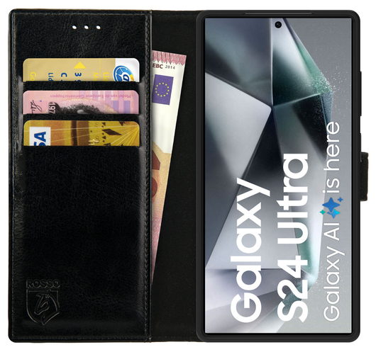 Rosso Element Samsung Galaxy S24 Ultra Hoesje Book Case Wallet Zwart afbeelding 1
