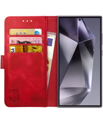 Rosso Element Samsung Galaxy S24 Ultra Hoesje Book Case Wallet Rood Hoesjes