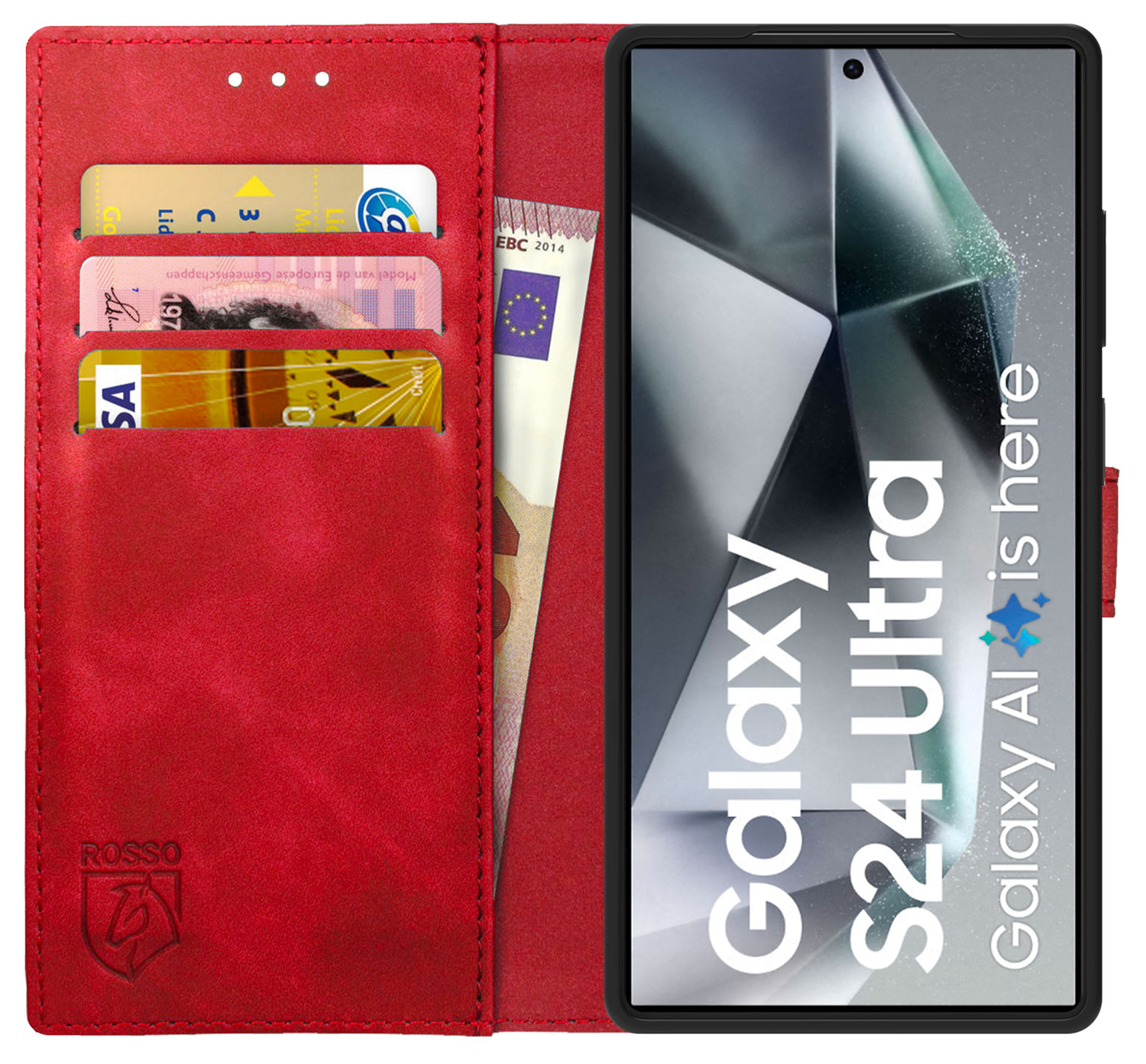 Rosso Element Samsung Galaxy S24 Ultra Hoesje Book Case Wallet Rood afbeelding 1