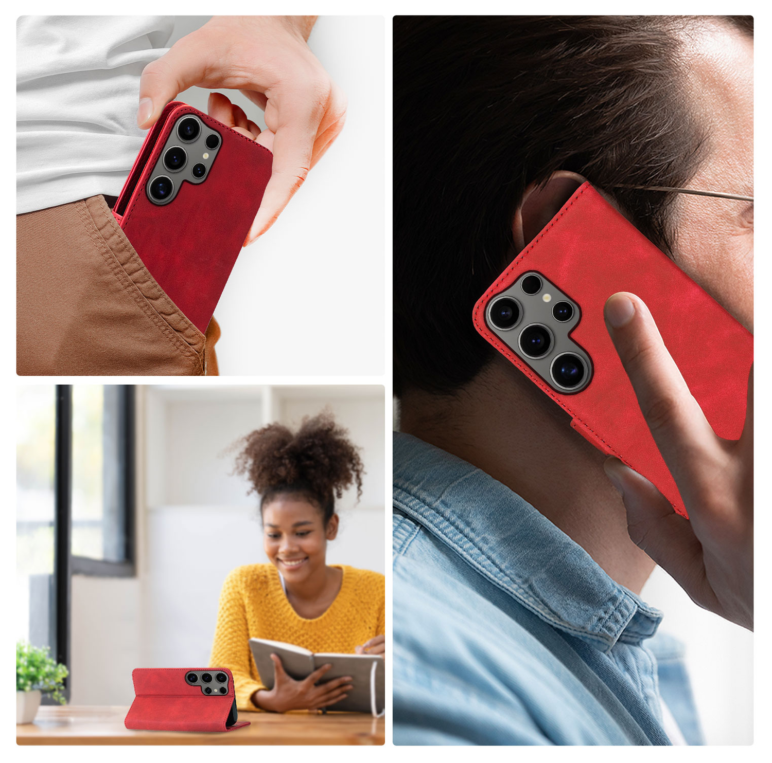 Rosso Element Samsung Galaxy S24 Ultra Hoesje Book Case Wallet Rood afbeelding 6