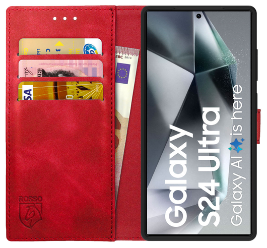 Rosso Element Samsung Galaxy S24 Ultra Hoesje Book Case Wallet Rood afbeelding 1