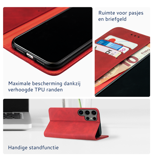Rosso Element Samsung Galaxy S24 Ultra Hoesje Book Case Wallet Rood afbeelding 3
