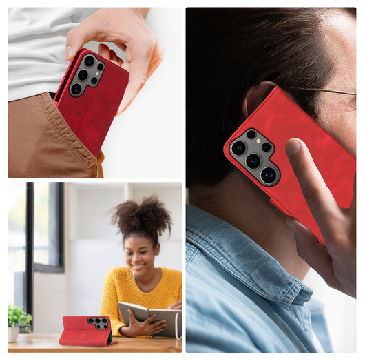 Rosso Element Samsung Galaxy S24 Ultra Hoesje Book Case Wallet Rood afbeelding 6
