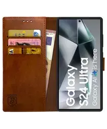 Rosso Element Samsung Galaxy S24 Ultra Hoesje Book Case Wallet Bruin afbeelding