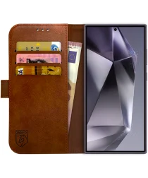 Rosso Element Samsung Galaxy S24 Ultra Hoesje Book Case Wallet Bruin